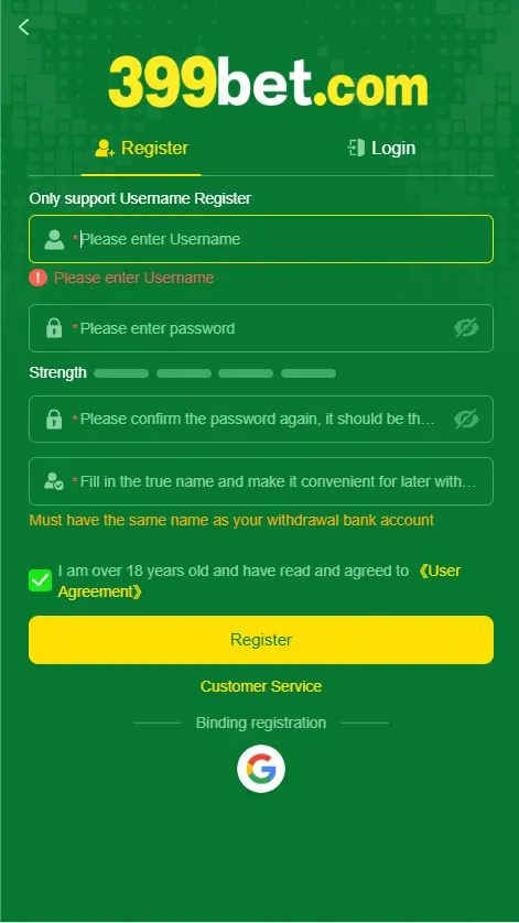 399Bet Register